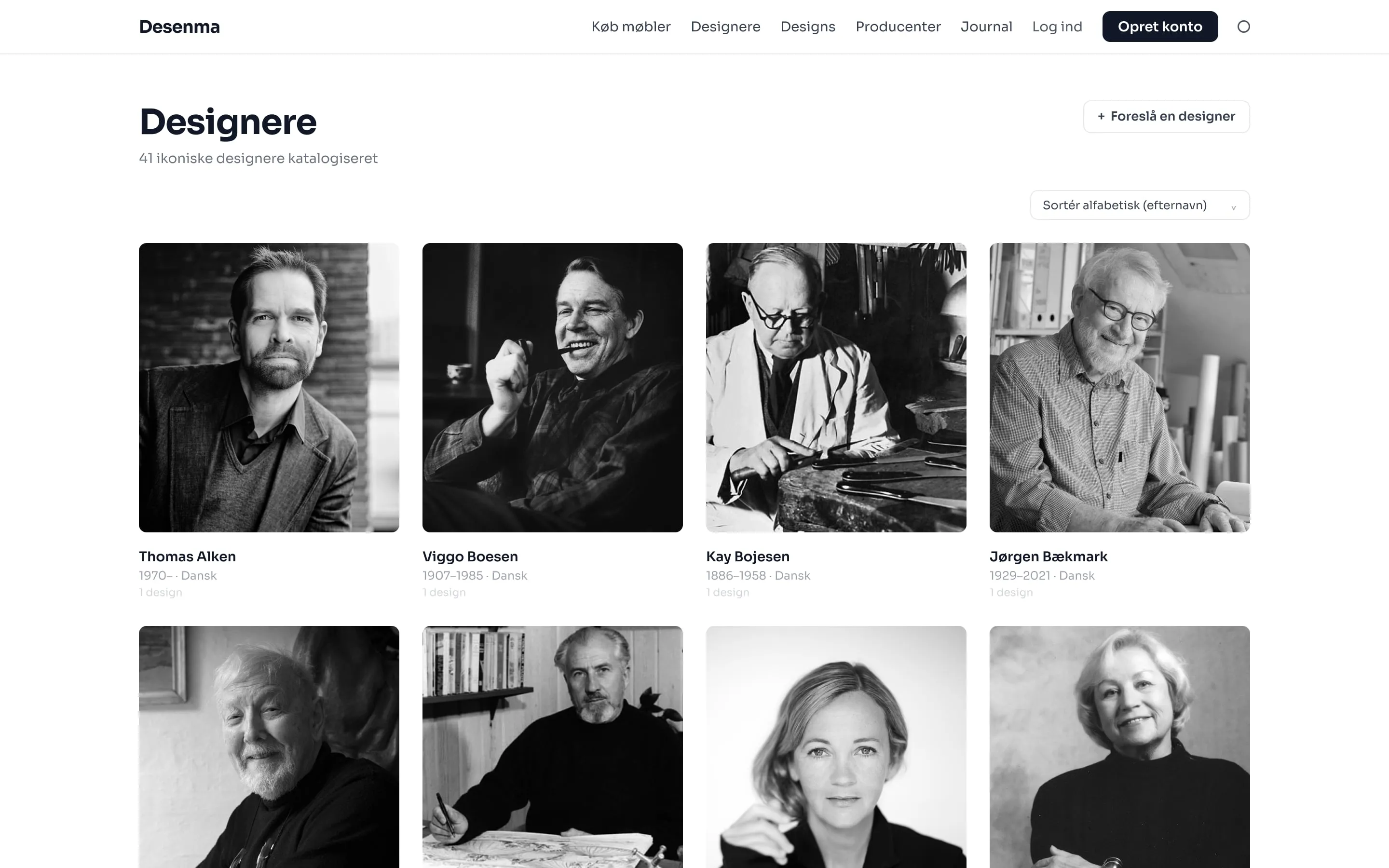 Designer index on desktop