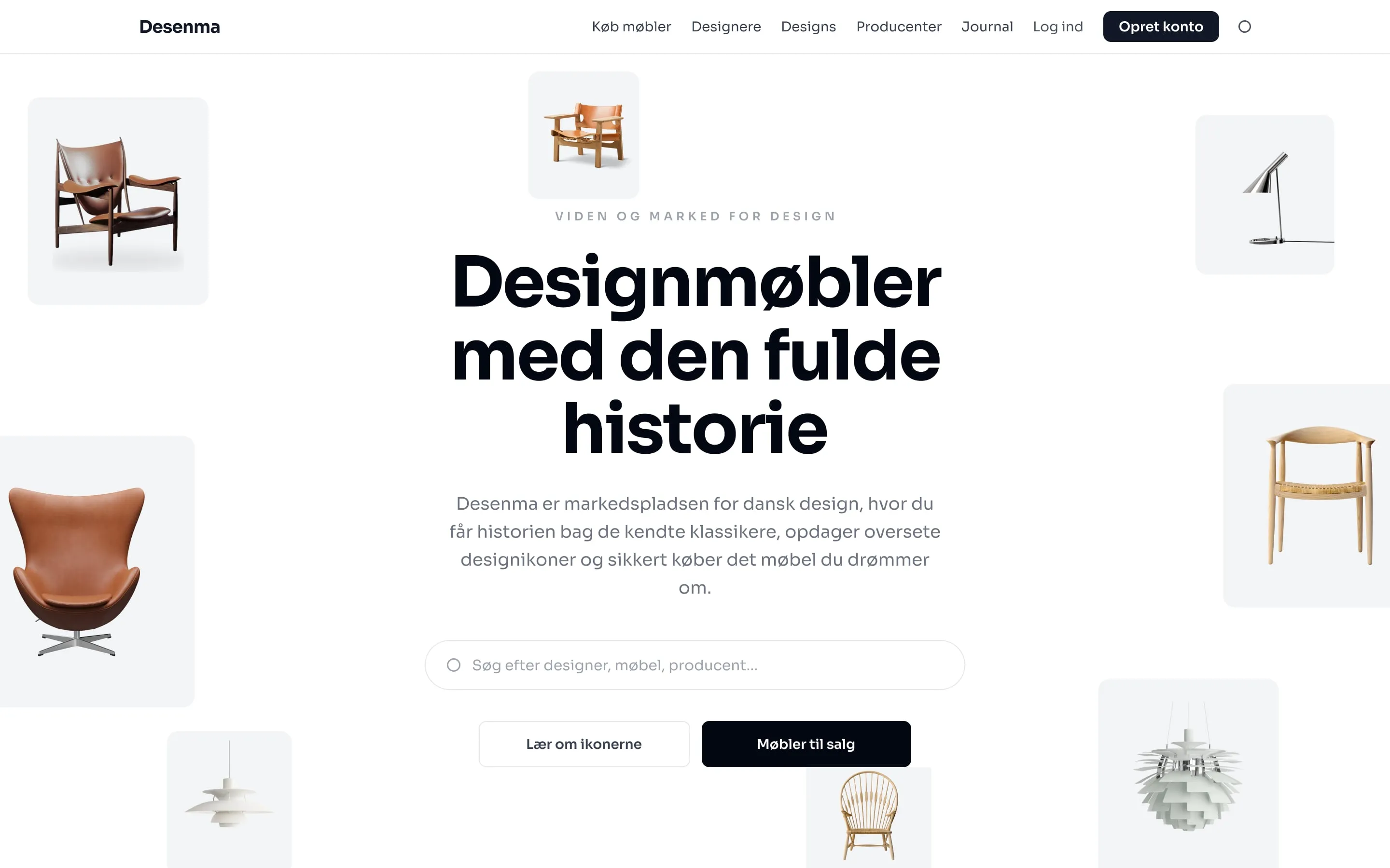 Desenma home page on desktop, with search, image search and featured designs