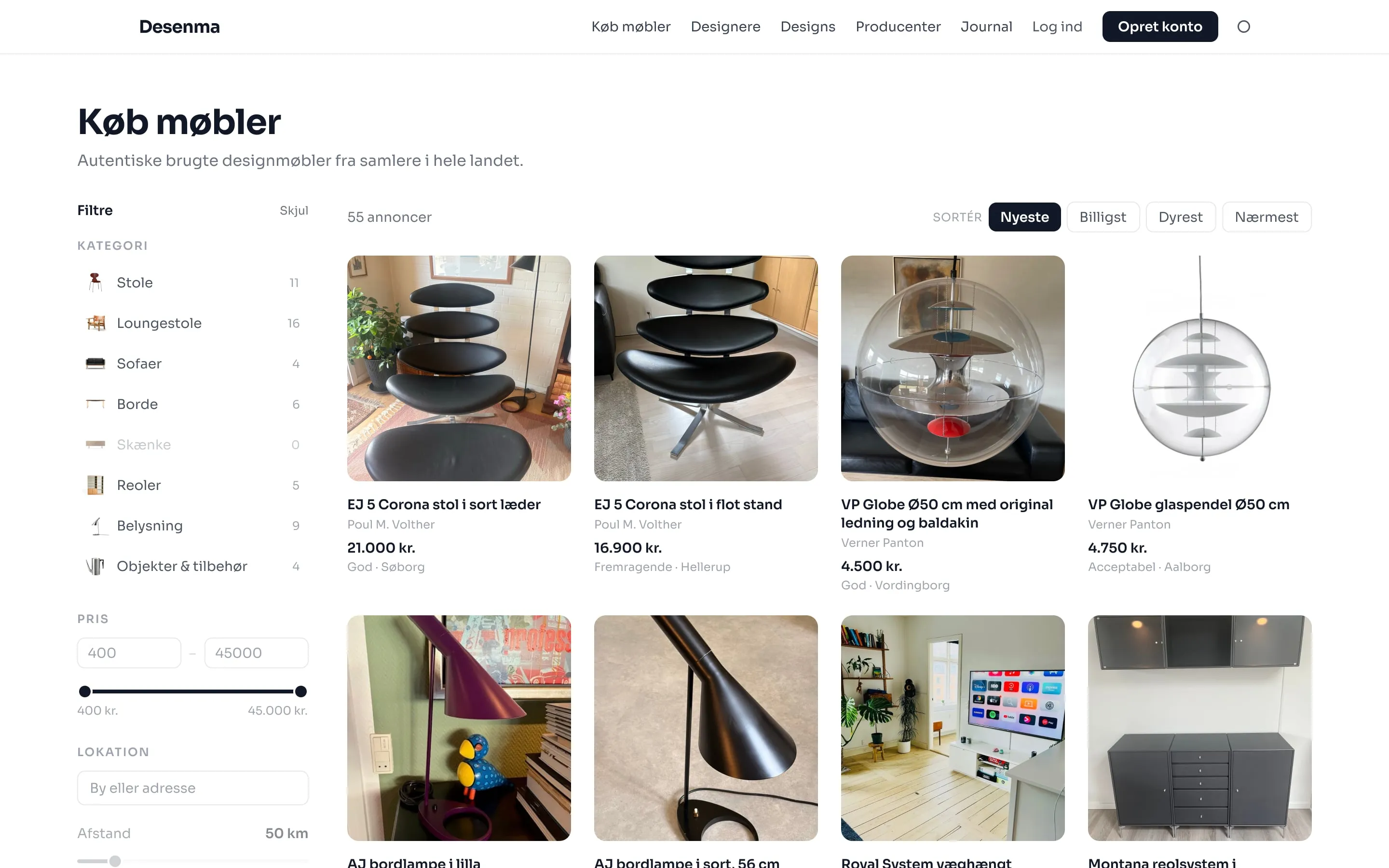 Marketplace on desktop with nine filter groups
