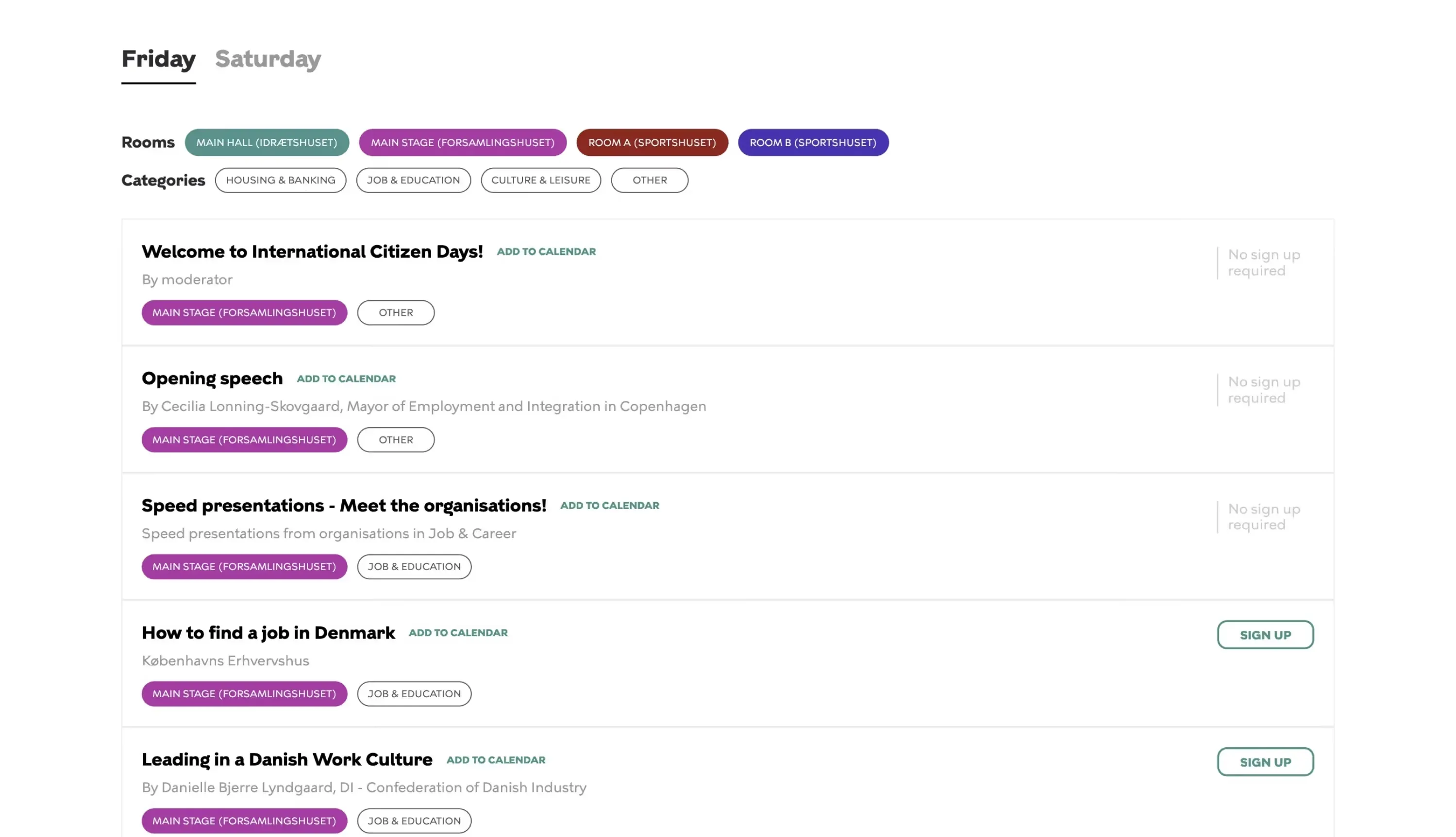 Programme of live talks